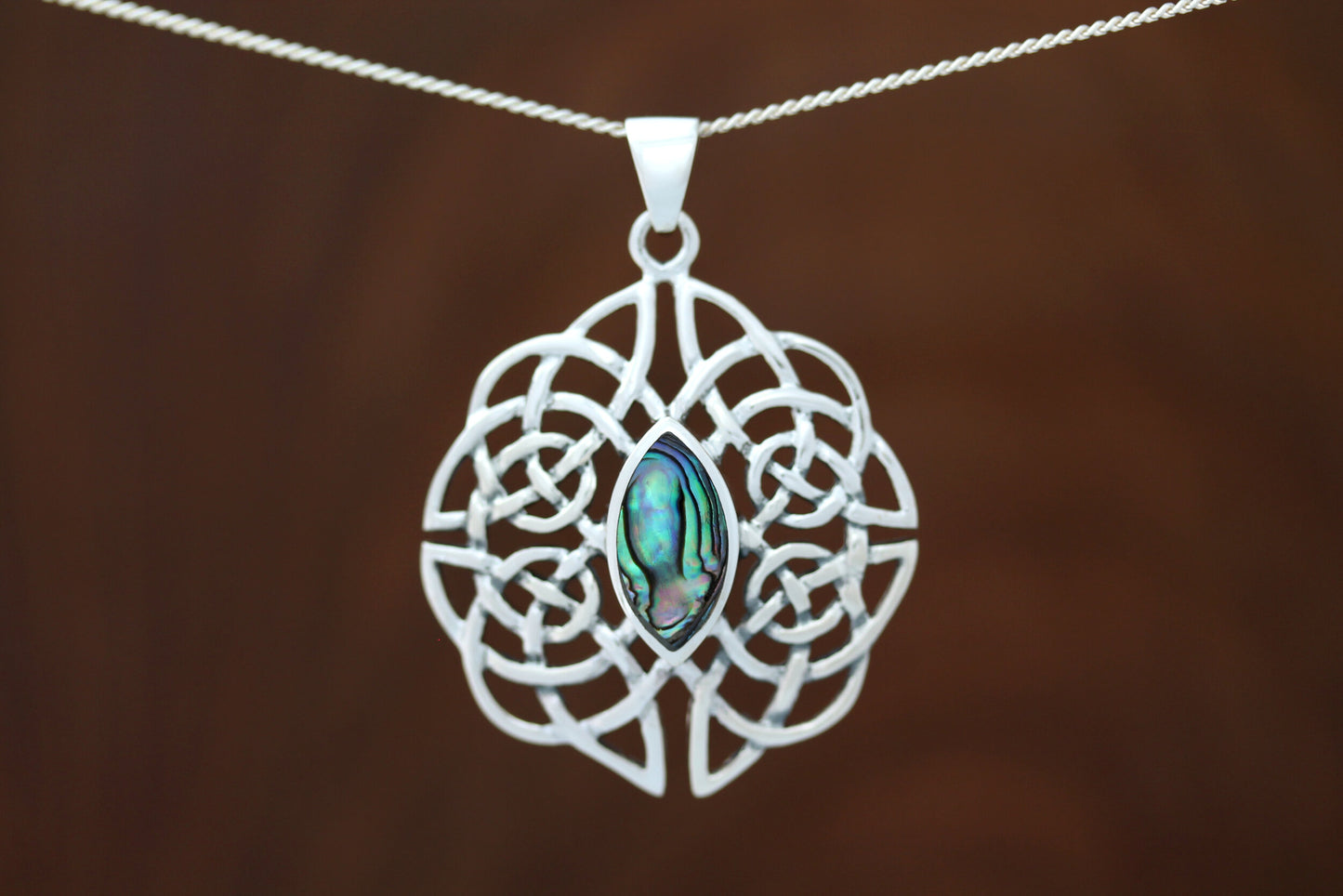 Celtic Stone Pendant - Dara Knot with Abalone Shell