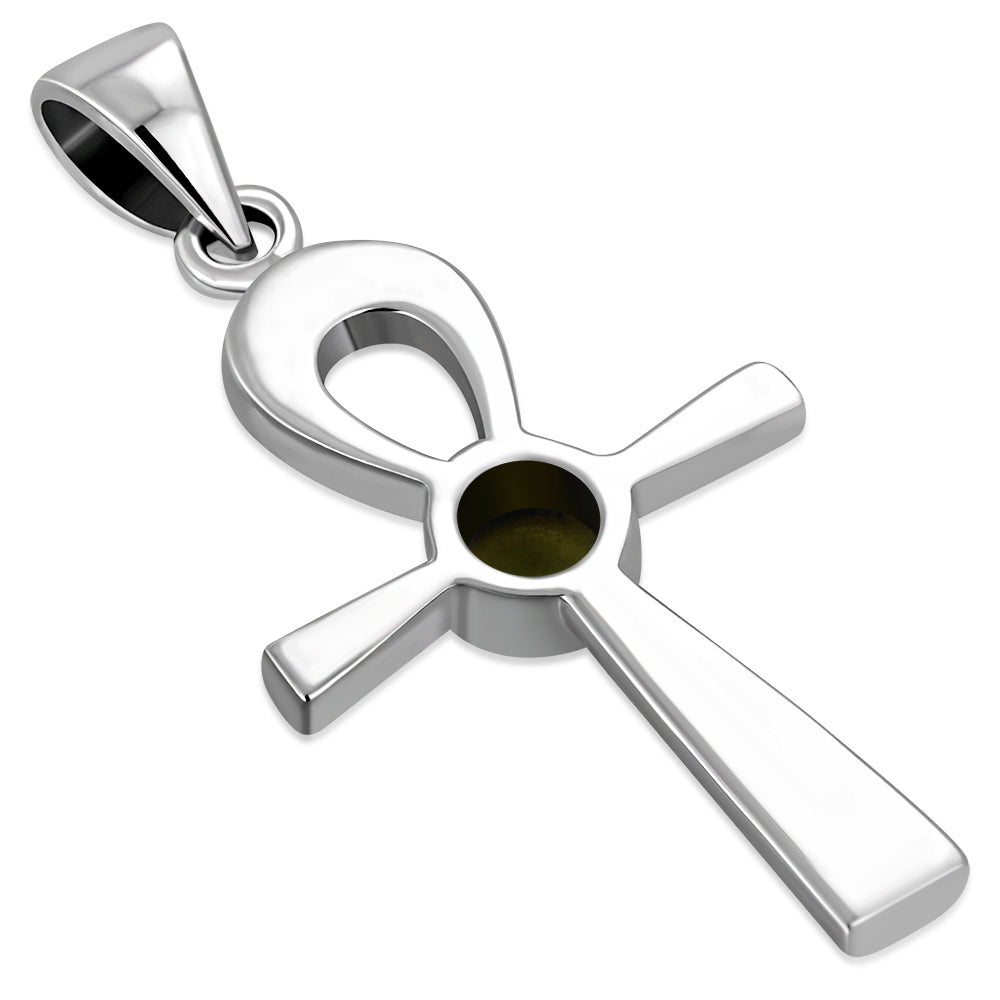 Scottish Marble Pendant - Ankh Cross with Stone Centre