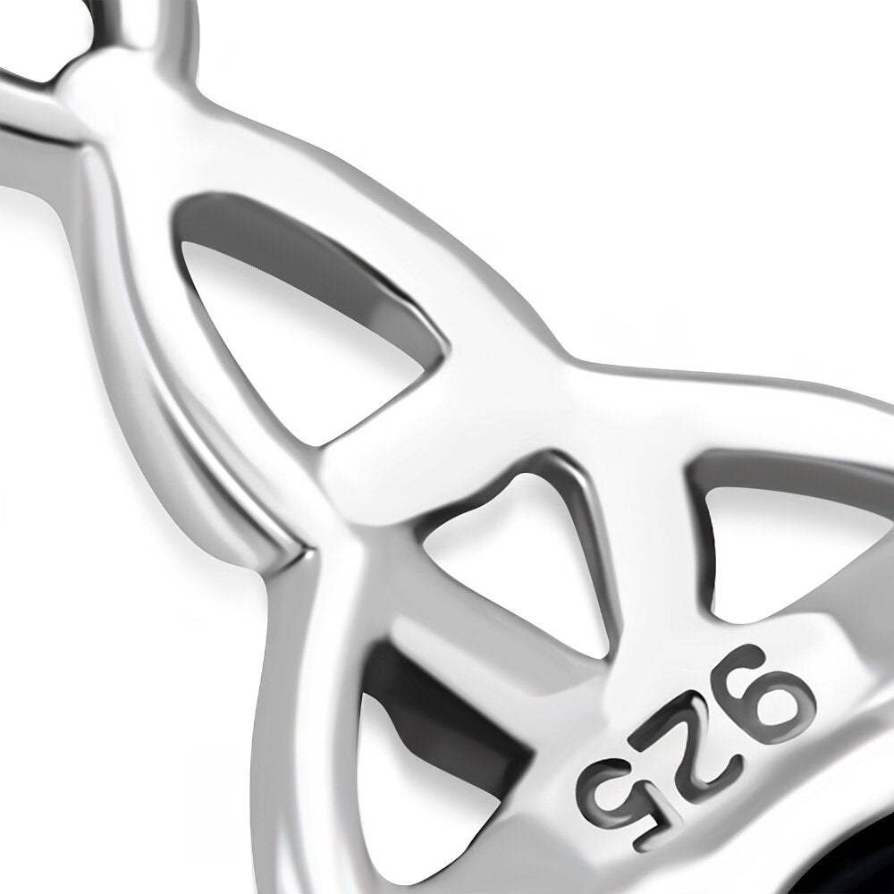 Celtic Stone Pendant-Triquetra Teardrop with Clear Zircon