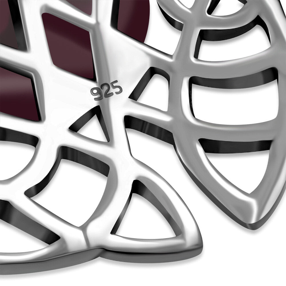 Celtic Stone Pendant - Dara Knot with Red Garnet