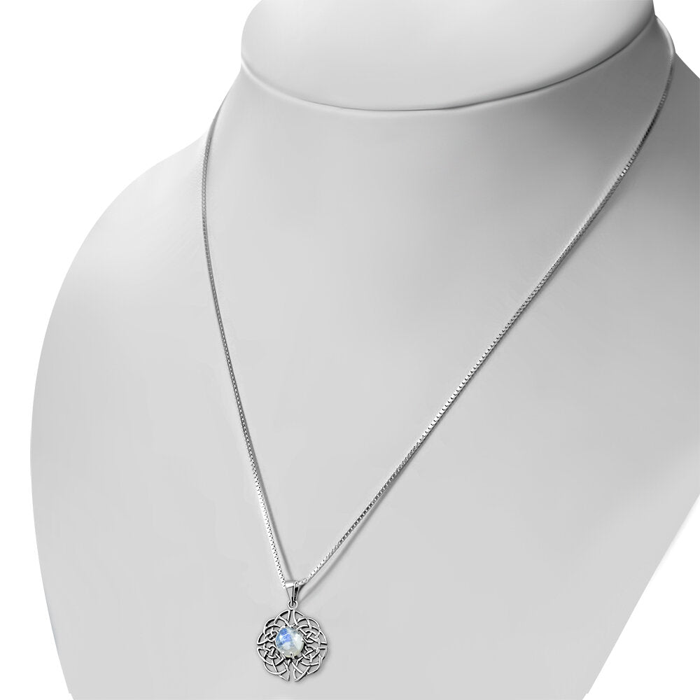 Celtic Stone Pendant - Dara Knot with Moonstone