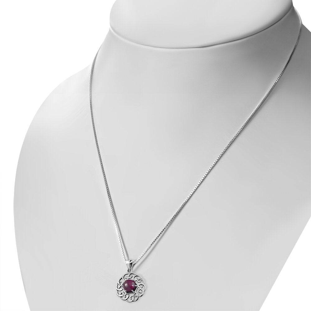 Celtic Stone Pendant - Six Knot with Red Garnet