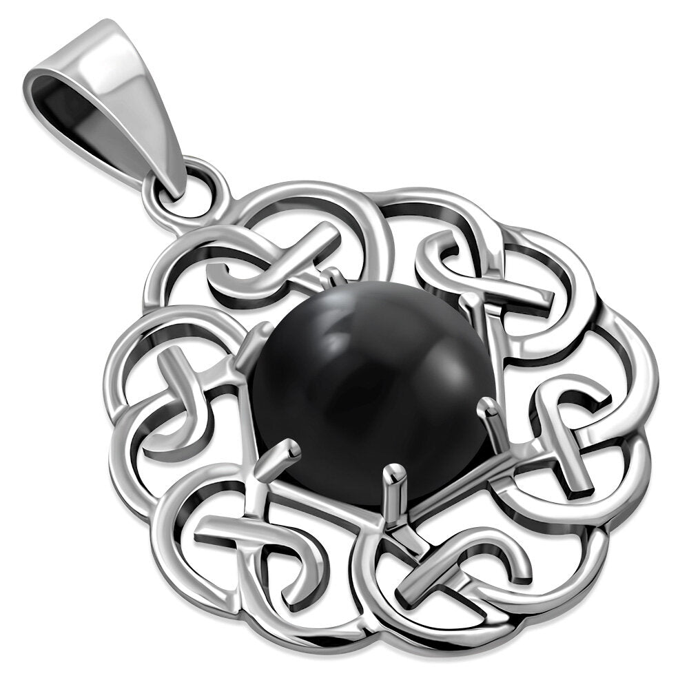 Celtic Stone Pendant - Six Knot with Black Onyx