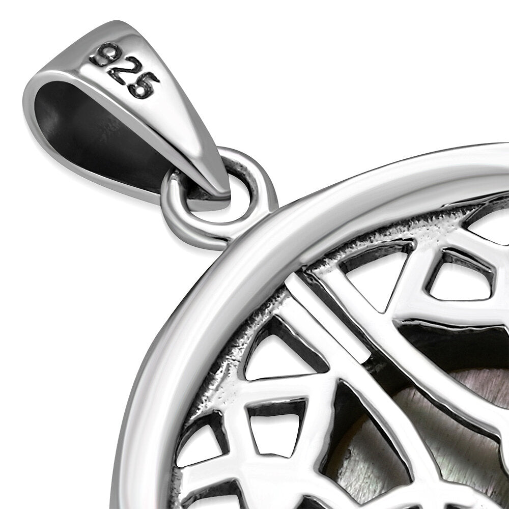 Celtic Stone Pendant - Quaternary Shield with Mother of Pearl