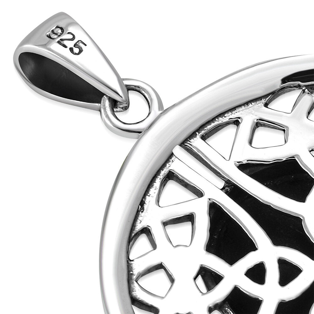 Celtic Stone Pendant- Quaternary Shield with Black Onyx