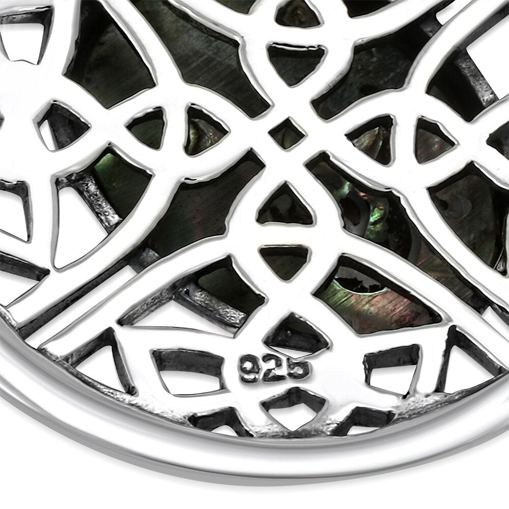 Celtic Stone Pendant- Quaternary Shield with Abalone Shell