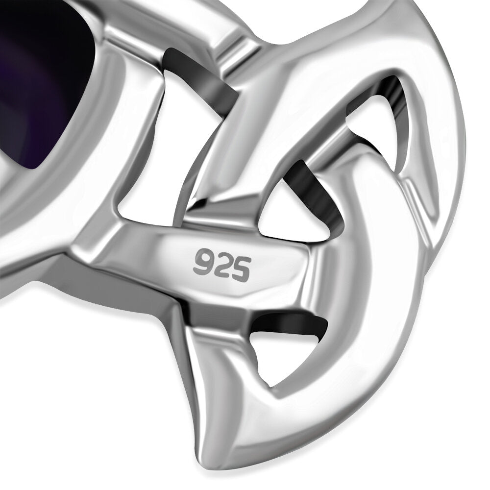 Celtic Stone Pendant - Triple Trinity with Round Amethyst