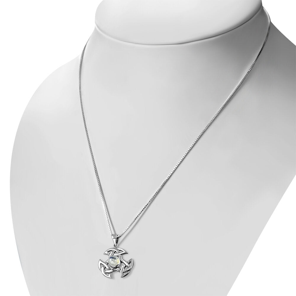 Celtic Stone Pendant - Triple Trinity with Round Moonstone