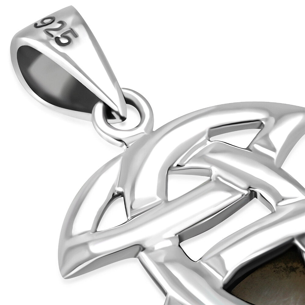 Celtic Stone Pendant - Triple Trinity with Triangular Mother of Pearl