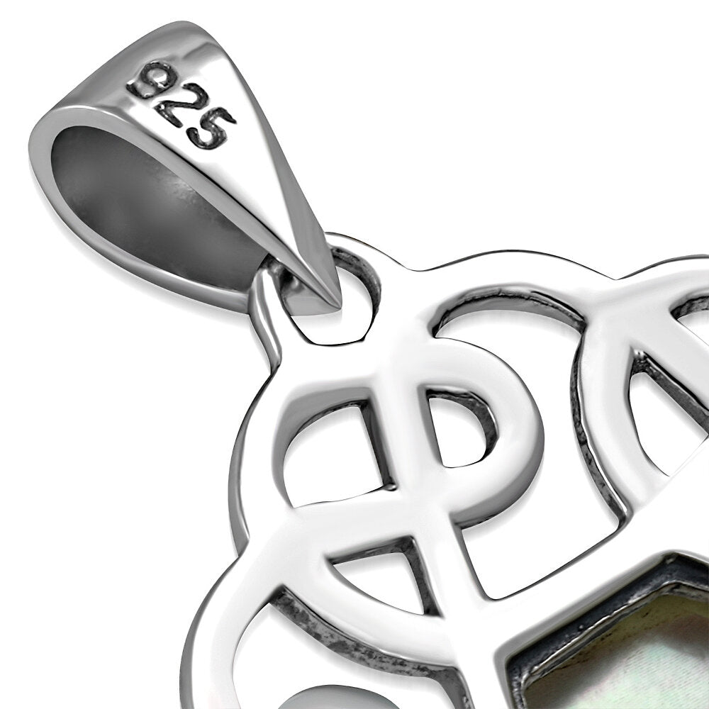 Celtic Stone Pendant - Six Knot with Mother of Pearl (Two sizes available)