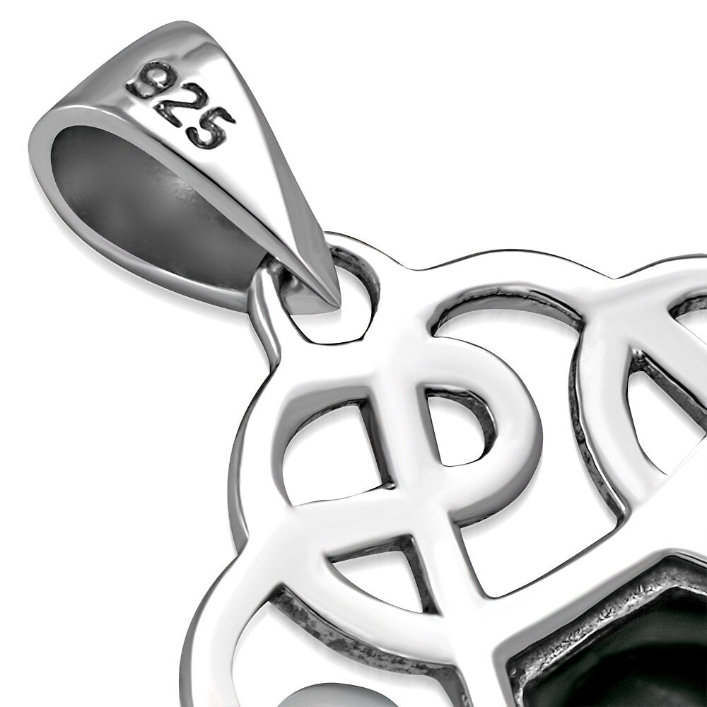 Celtic Stone Pendant - Six Knot with Black Onyx (Two sizes available)