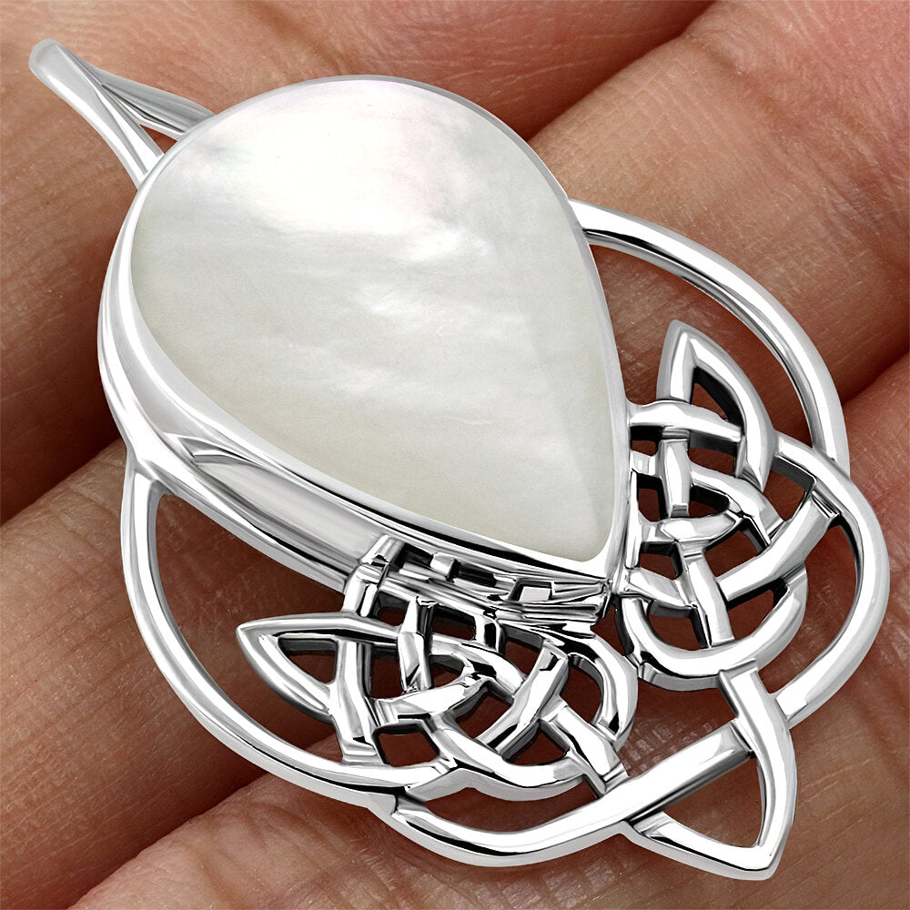 Celtic Stone Pendant - Celtic Pictish Knot with Mother of Pearl