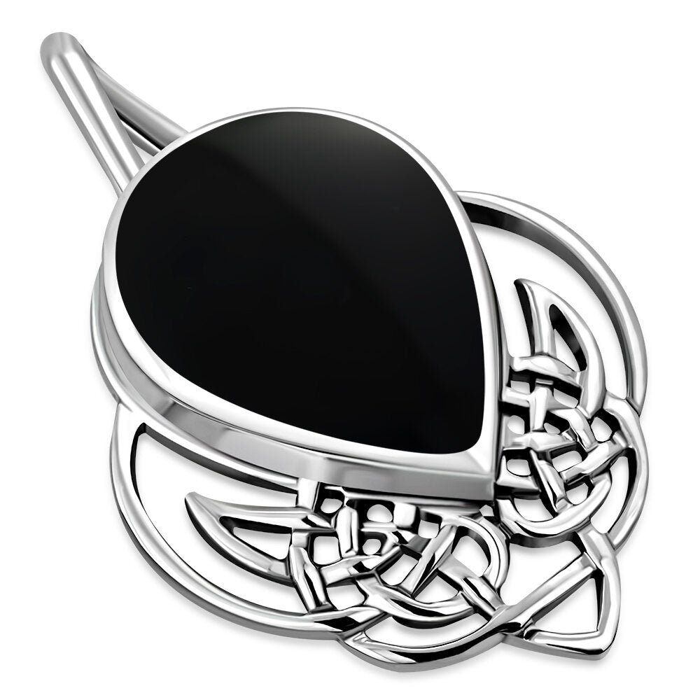 Celtic Stone Pendant- Celtic Pictish Knot with Black Onyx