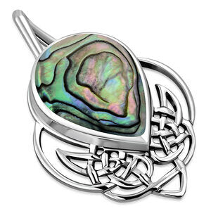 Celtic Stone pendant - Celtic Pictish Knot with Abalone Shell