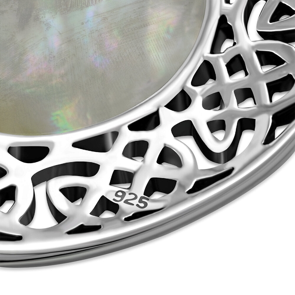 Celtic Stone Pendant-Wheel Of Life Border with Mother of Pearl