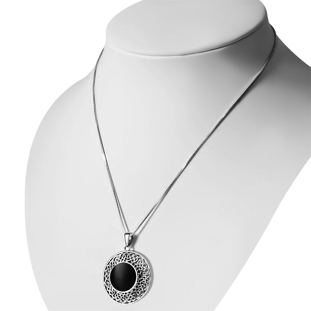 Celtic Stone Pendant-Wheel of Life Border with Black Onyx