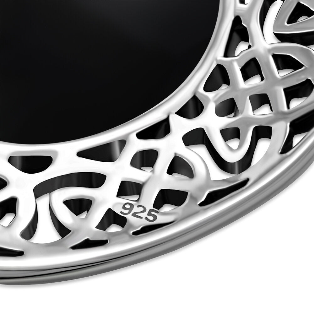 Celtic Stone Pendant-Wheel of Life Border with Black Onyx