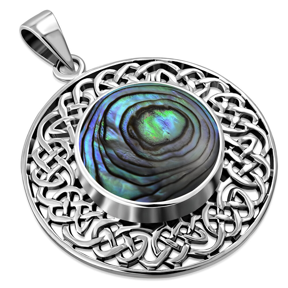 Celtic Stone Pendant- Wheel of Life Border with Abalone Shell