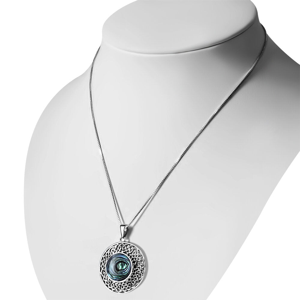 Celtic Stone Pendant- Wheel of Life Border with Abalone Shell