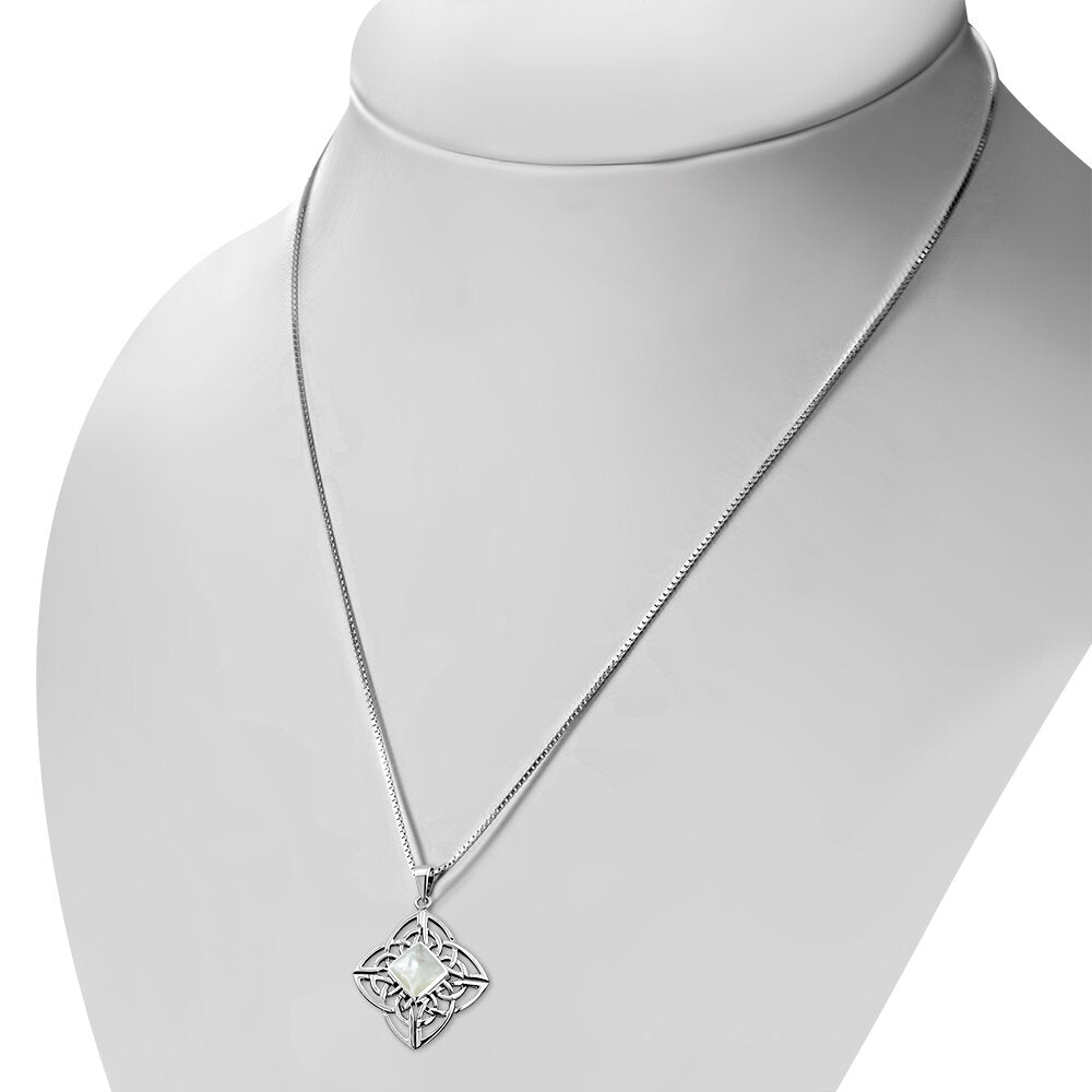 Celtic Stone Pendant-Diamond Knot with Mother of Pearl