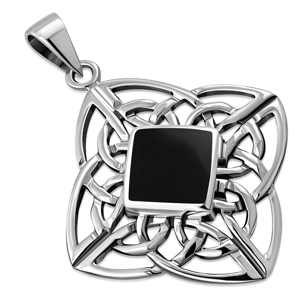 Celtic Stone Pendant- Diamond Knot with Black Onyx