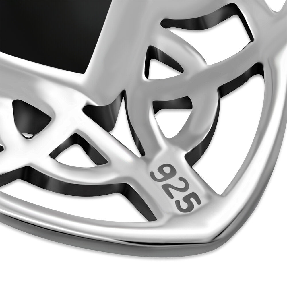 Celtic Stone Pendant- Diamond Knot with Black Onyx