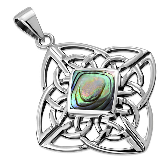 Celtic Stone Pendant-Diamond Knot with Abalone Shell