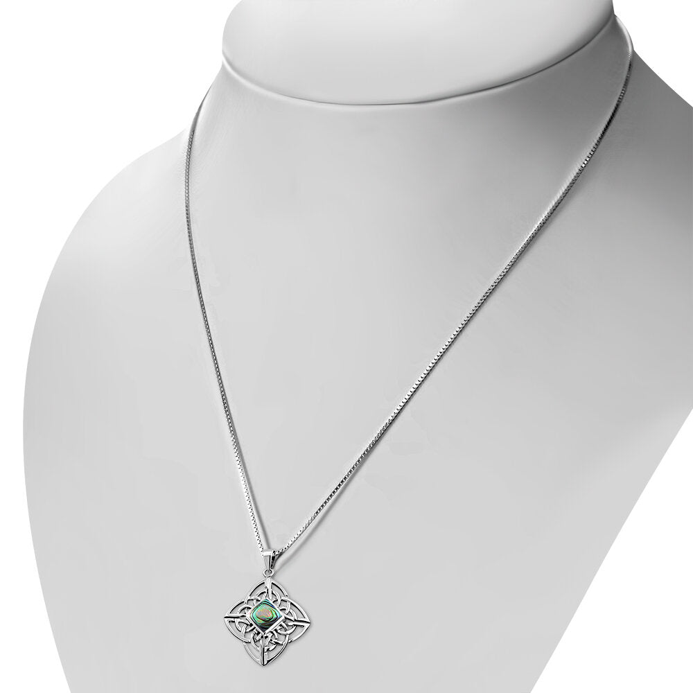Celtic Stone Pendant-Diamond Knot with Abalone Shell