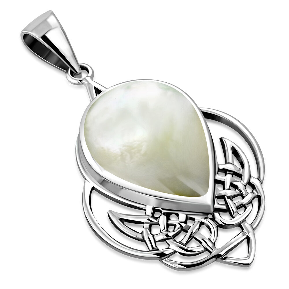 Celtic Stone Pendant - Celtic Pictish Knot with Mother of Pearl