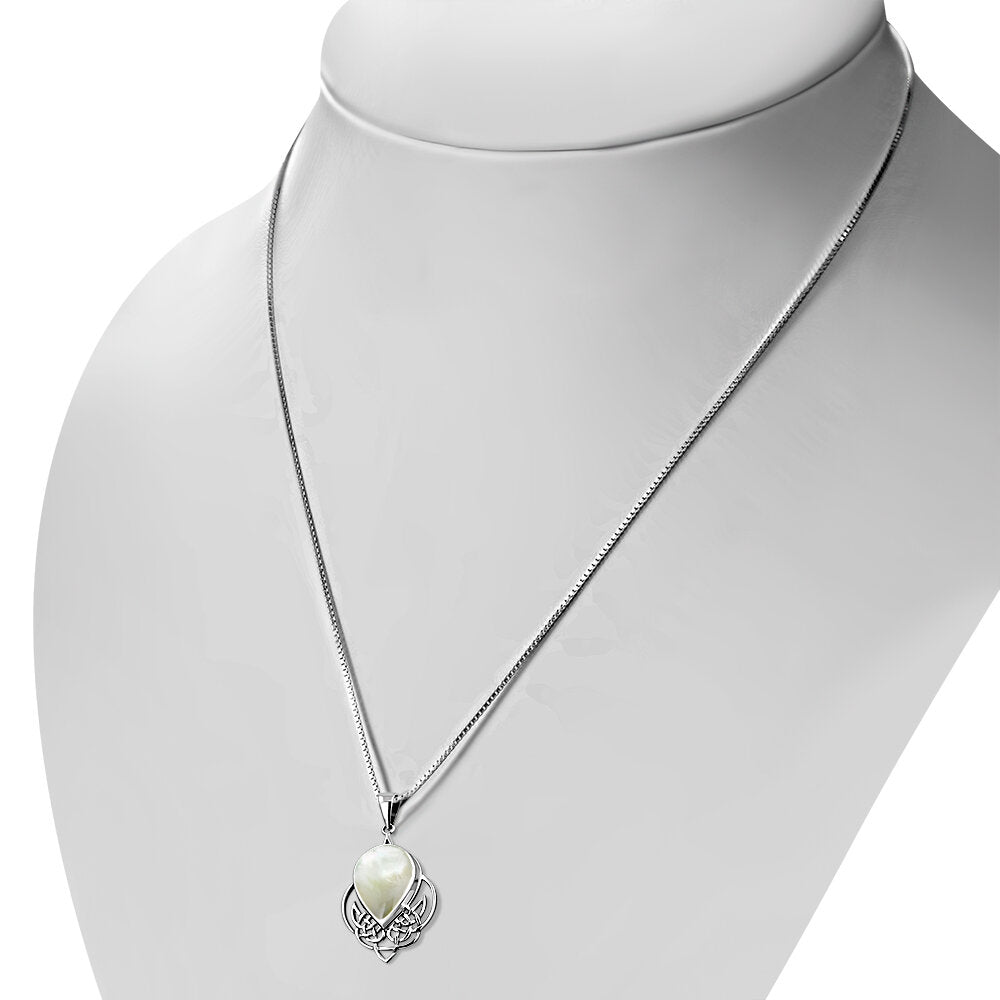 Celtic Stone Pendant - Celtic Pictish Knot with Mother of Pearl