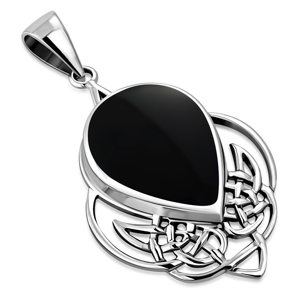 Celtic Stone Pendant- Celtic Pictish Knot with Black Onyx