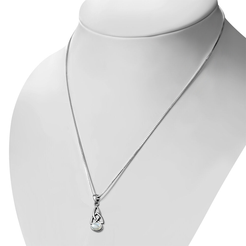 Celtic Stone Pendant-Elongated Trinity knot with Moonstone