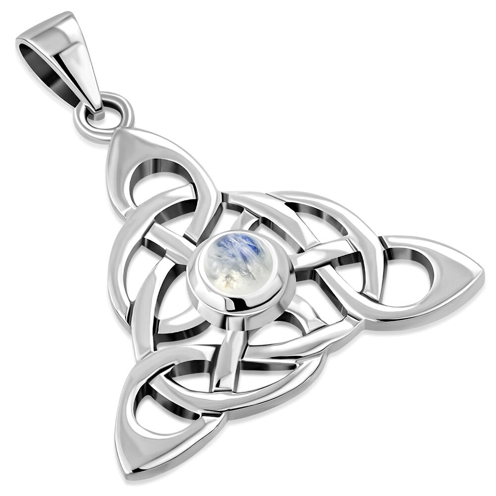 Triquetra Stone Pendant - Knotted Trinity with Moonstone – Celtic
