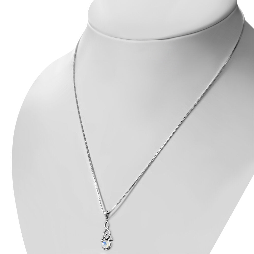 Celtic Stone Pendant- Looped Triquetra with Moonstone