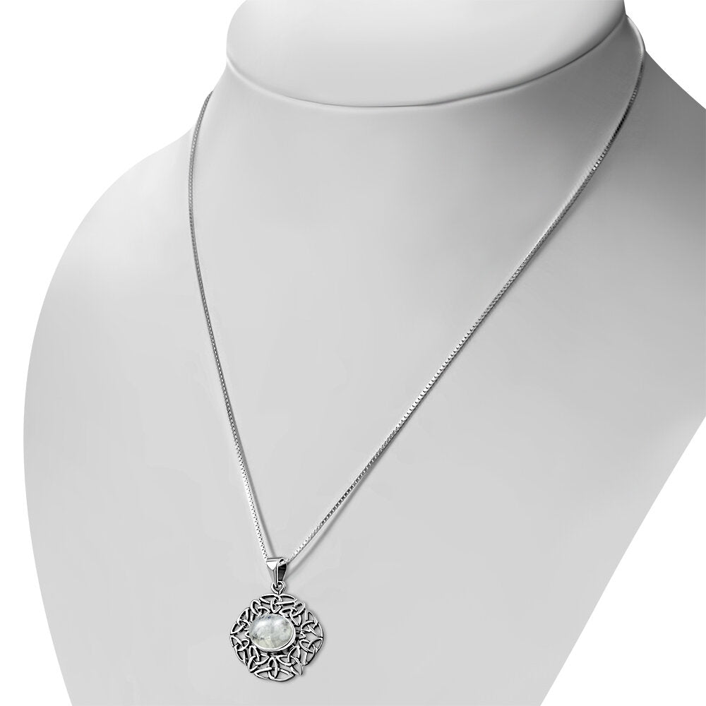 Celtic Stone Pendant - Trinity Frame with Moonstone