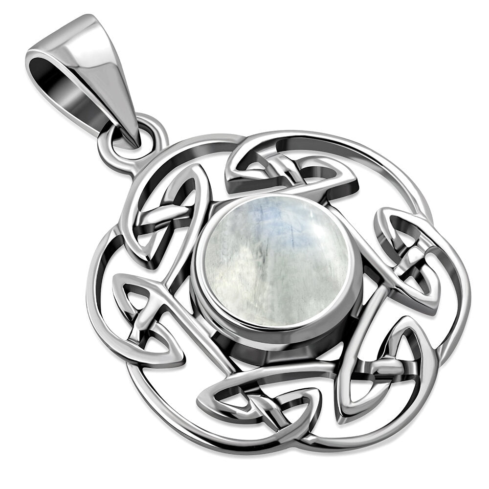Celtic Stone Pendant - Pictish Knot Border with Moonstone