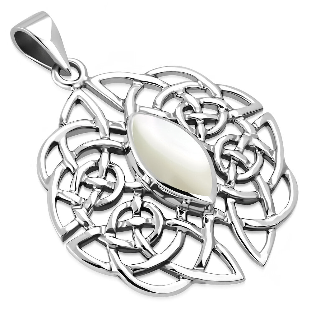 Celtic Stone Pendant - Dara Knot with Mother of Pearl