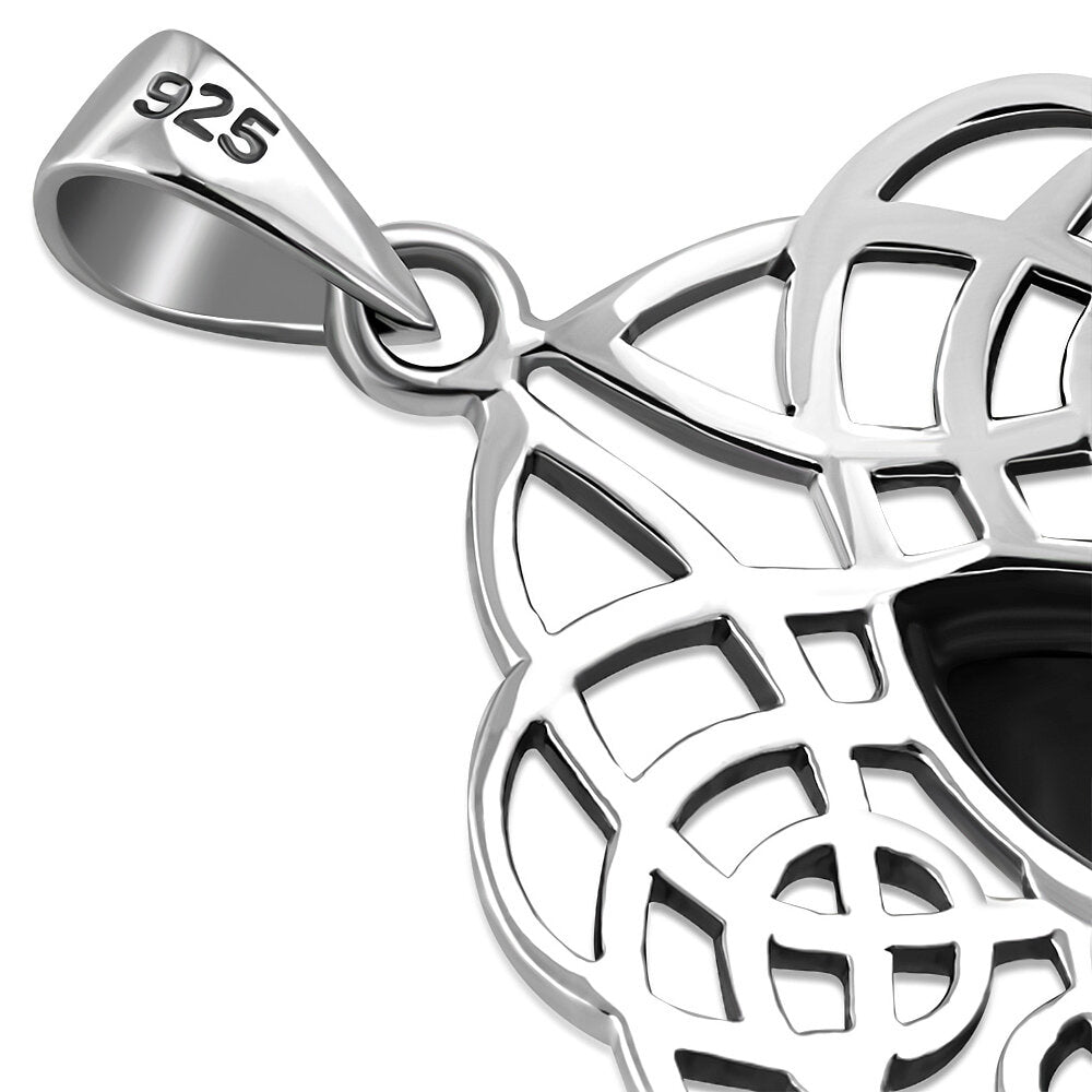 Celtic Stone Pendant - Dara Knot with Marquee Black Onyx