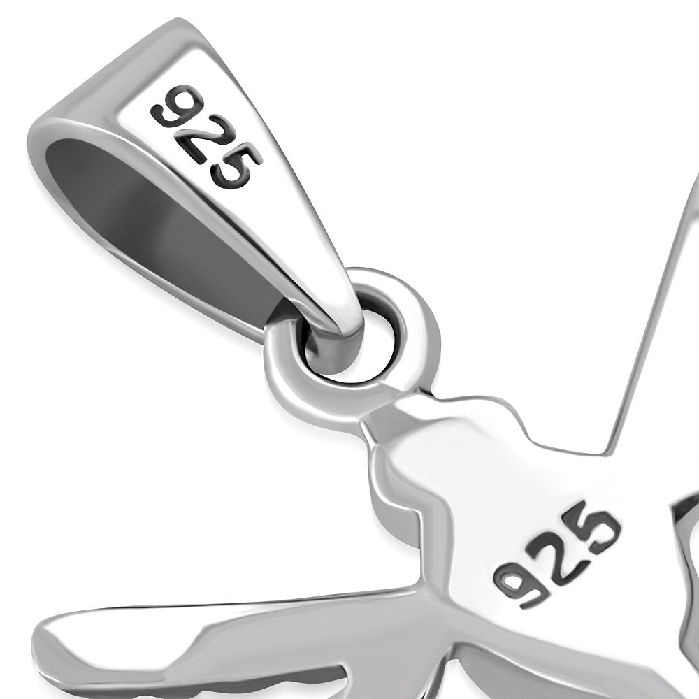 Contemporary Stone Pendant - Dainty Dragonfly with Mother of Pearl