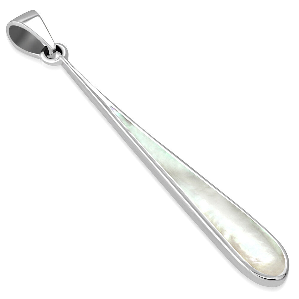 Contemporary Stone Pendant- Long Icicle Drop with Mother of Pearl