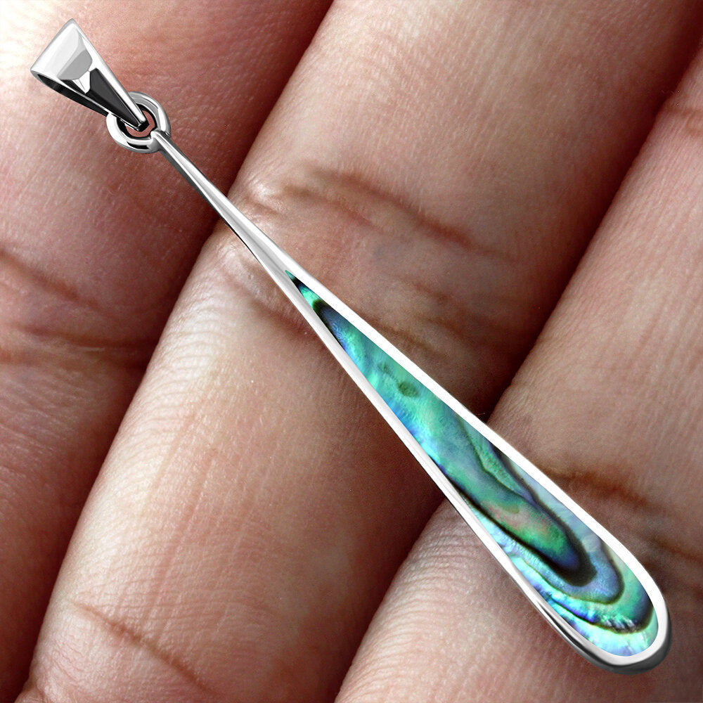 Contemporary Stone Pendant- Long Icicle Drop with Abalone Shell