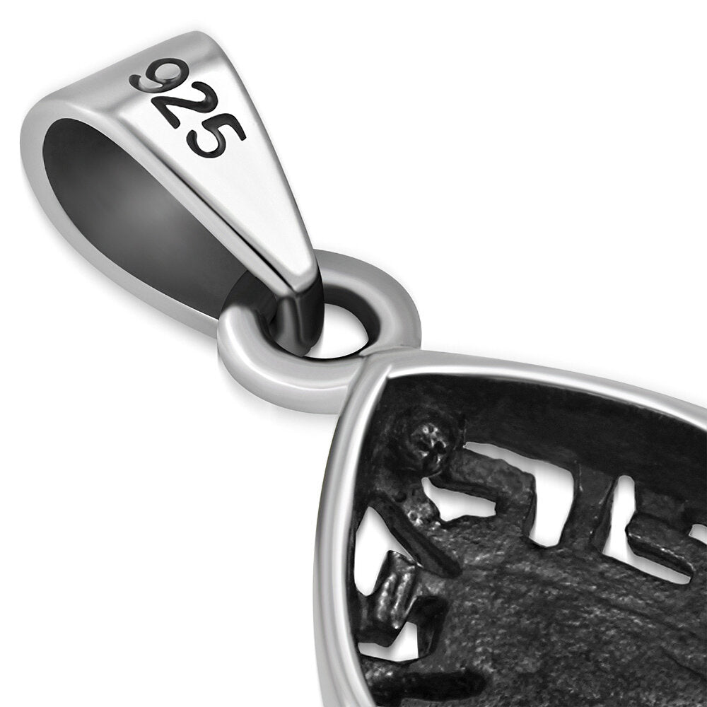 Contemporary Stone Pendant- Meandros Border with Black Onyx