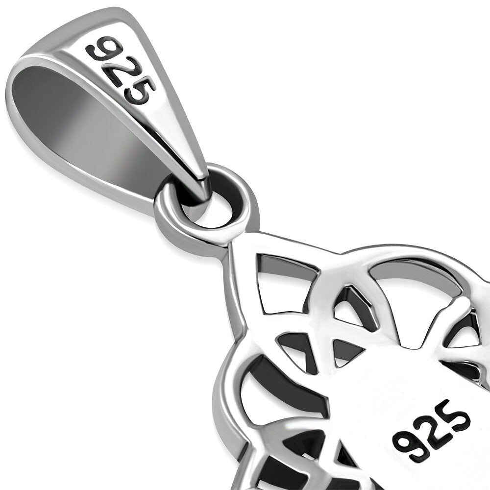 Celtic Stone Pendant - Celtic Knot Border with Abalone Shell (Narrow)