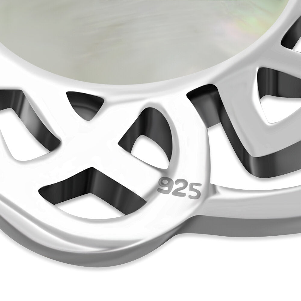 Celtic Stone Pendant - Celtic Lace Border - Mother of Pearl