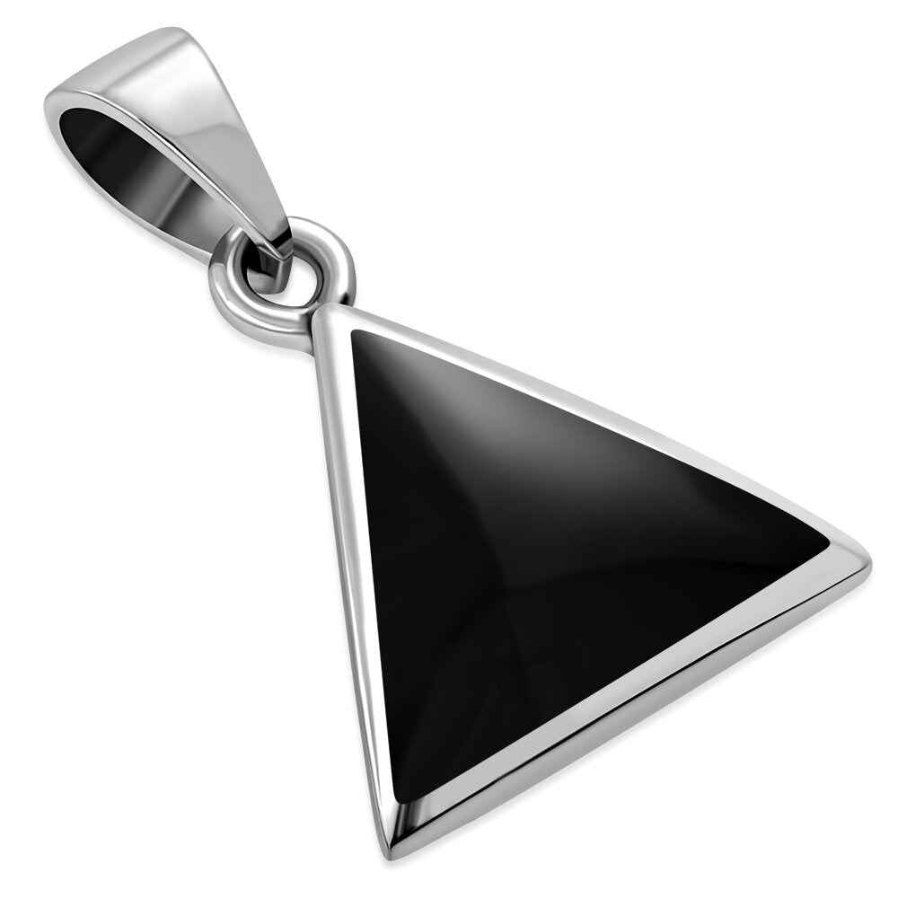 Contemporary Stone Pendant- Triangle with Black Onyx – Celtic