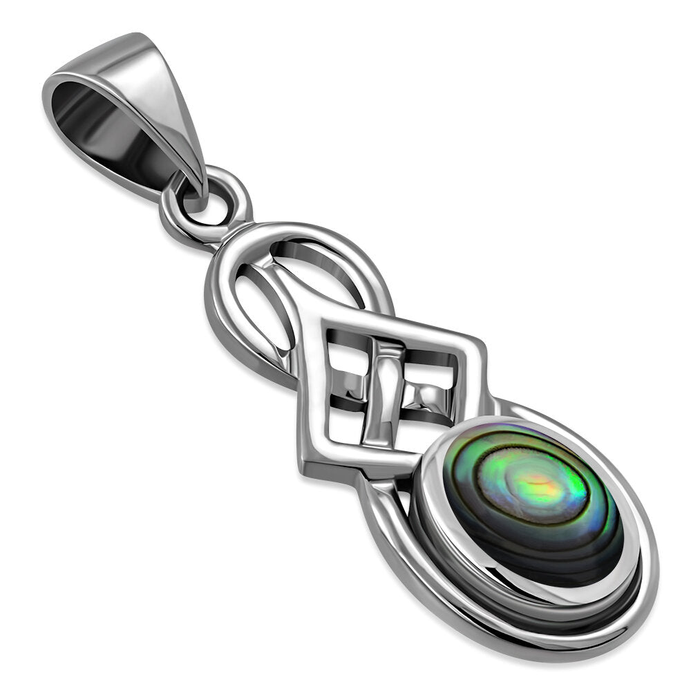 Celtic Stone Pendant- Geometric Embrace with Abalone Shell