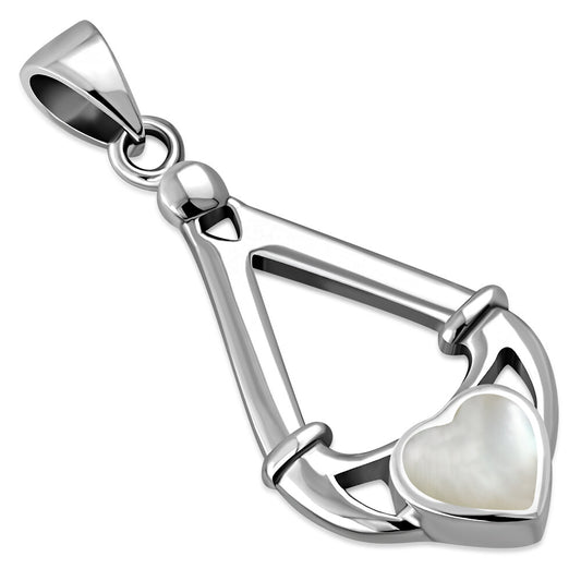 Claddagh Pendant - Claddagh Hands to Heart with Mother of Pearl