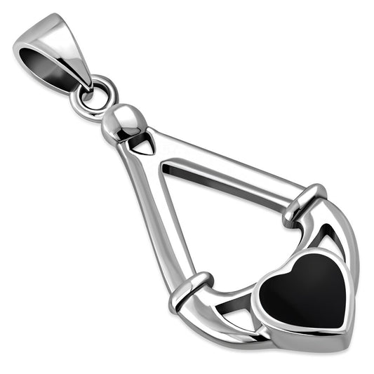 Claddagh Pendant- Heart to Hands with Black Onyx