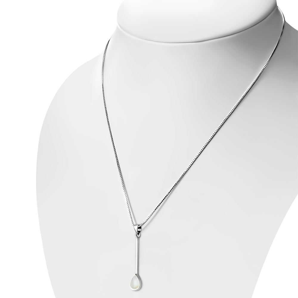 Contemporary Stone Pendant- Long Teardrop with Mother of Pearl