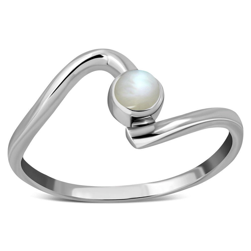 Contemporary Stone Ring- Wave with Mother of Pearl